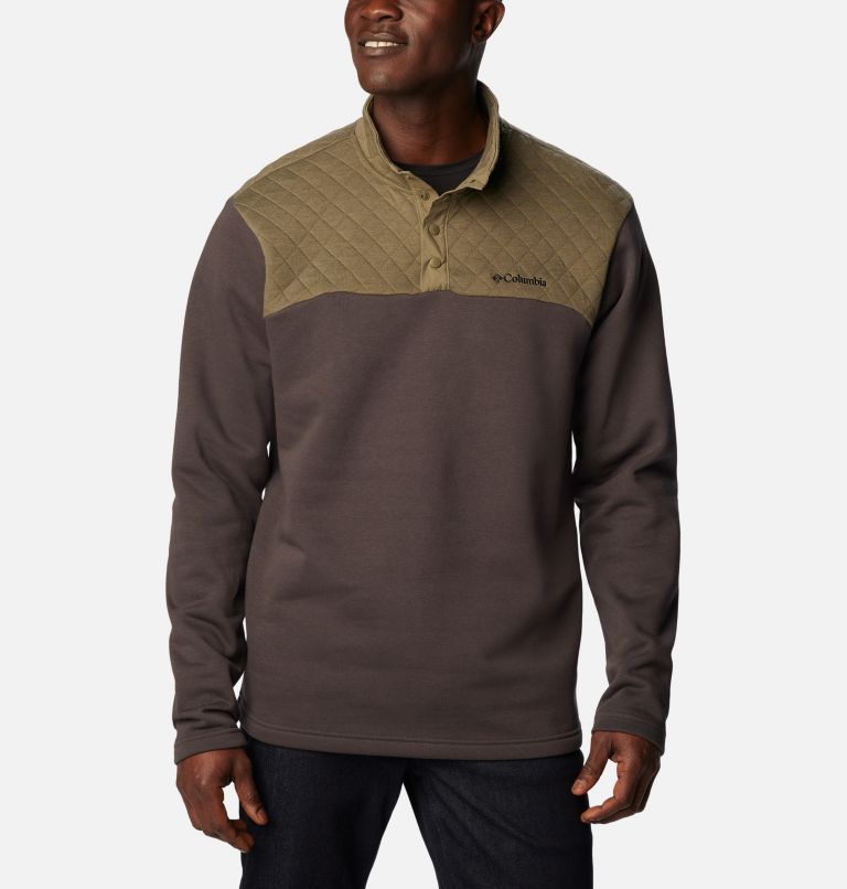Thumbnail: Men's Hart Mountain Quilted Half Snap Pullover, Color: Stone Green, Shark, image 1