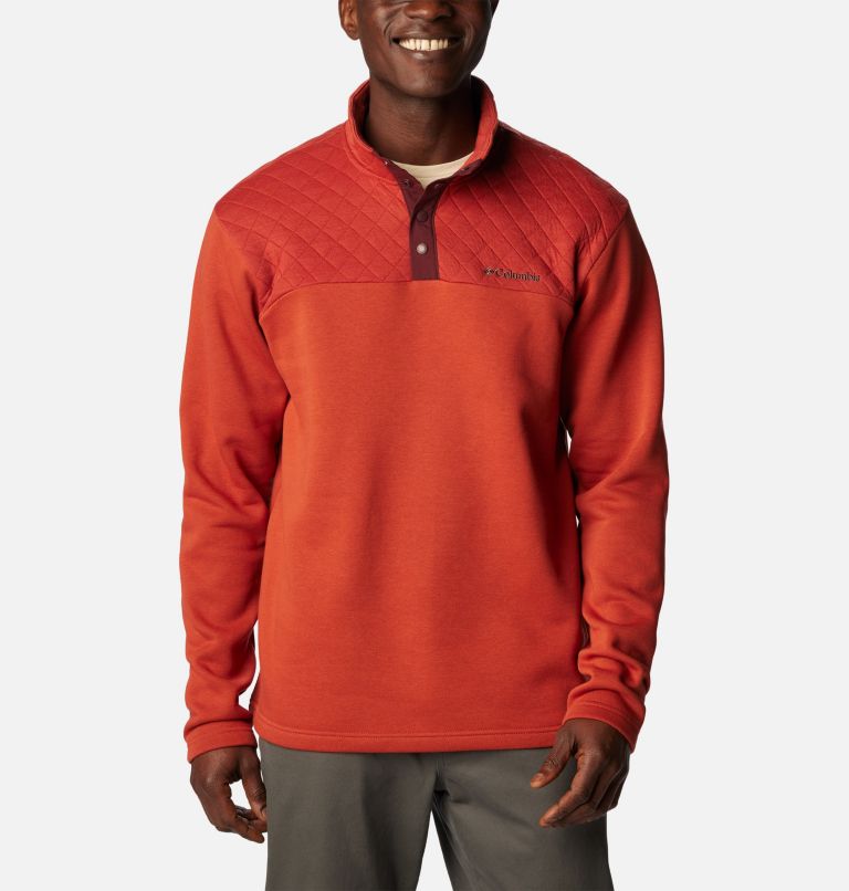 Thumbnail: Men's Hart Mountain Quilted Half Snap Pullover, Color: Warp Red, image 1
