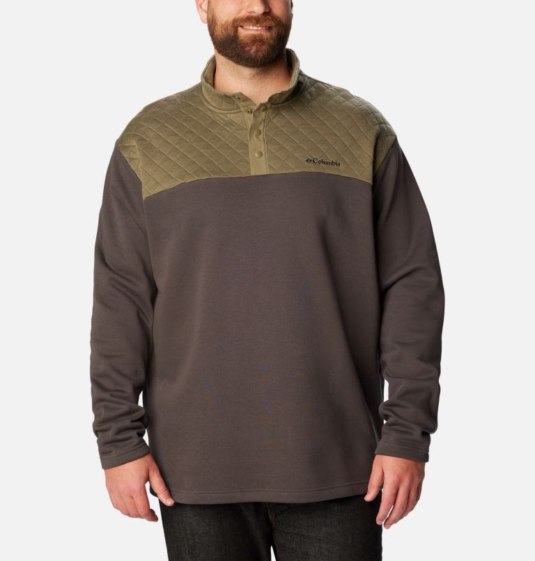 Thumbnail: Men's Hart Mountain Quilted Half Snap Pullover - Big, Color: Stone Green, Shark, image 1