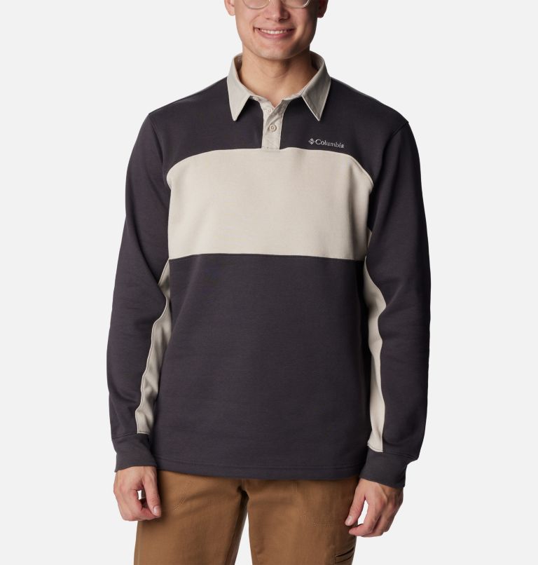 Men's Columbia Trek Long Sleeve Rugby Shirt, Black, Size 2XL