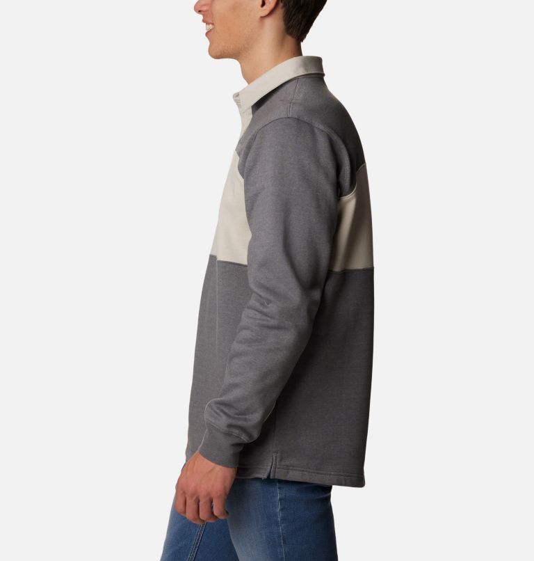 Men's Columbia Trek Long Sleeve Rugby Shirt, Color: City Grey Heather, Dark Stone, image 3
