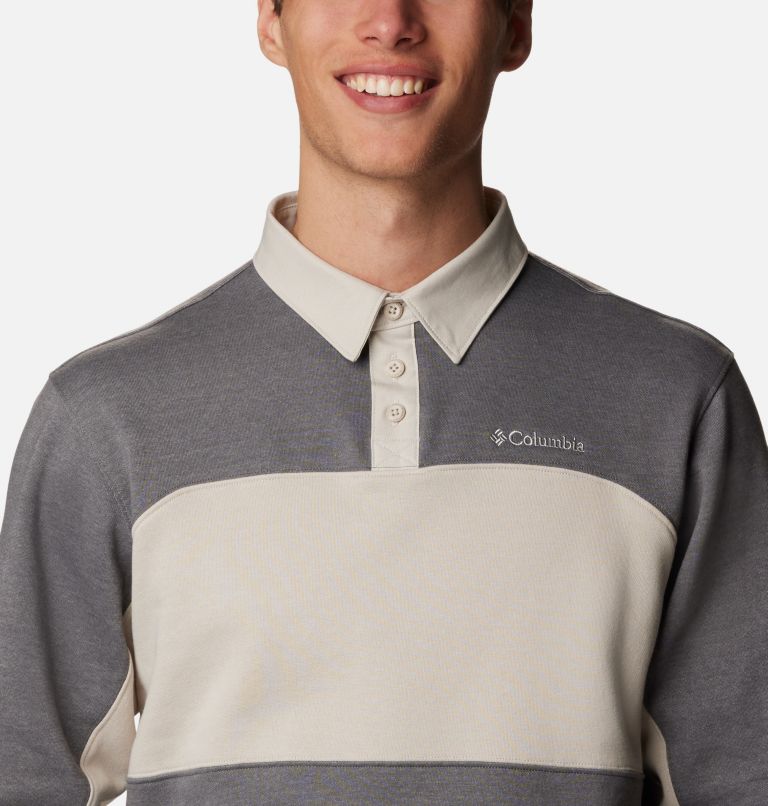 Men's Columbia Trek Long Sleeve Rugby Shirt, Color: City Grey Heather, Dark Stone, image 4