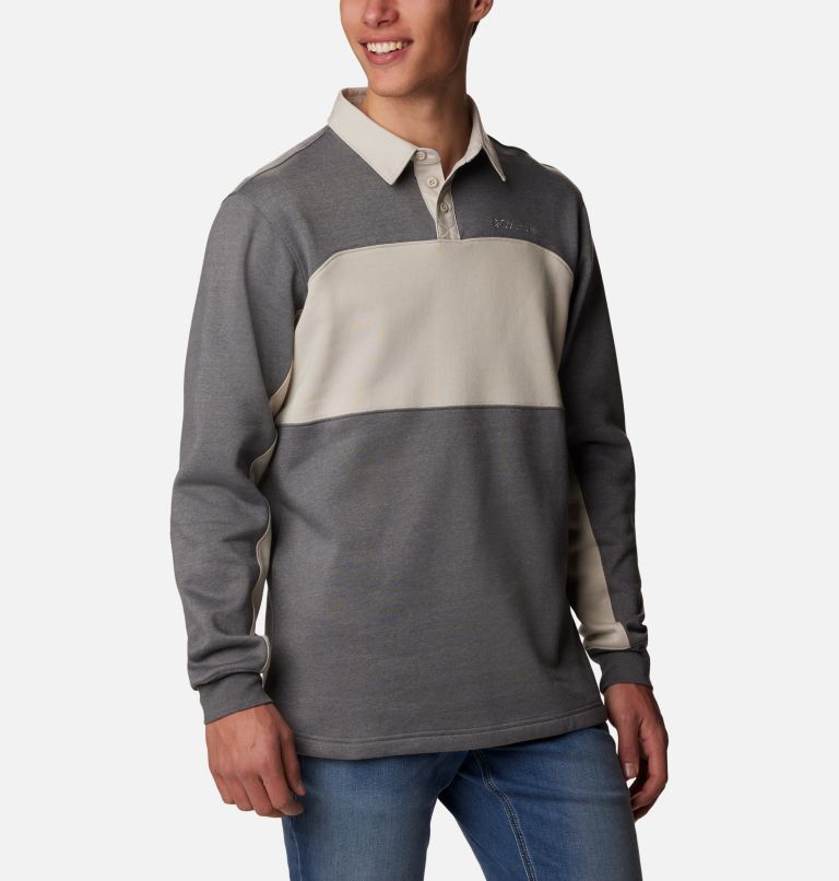 Men's Columbia Trek Long Sleeve Rugby Shirt, Color: City Grey Heather, Dark Stone, image 5