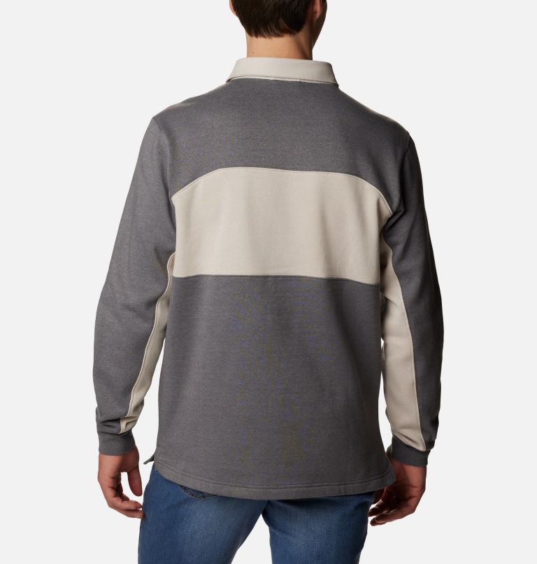 Men's Columbia Trek Long Sleeve Rugby Shirt, Color: City Grey Heather, Dark Stone, image 2