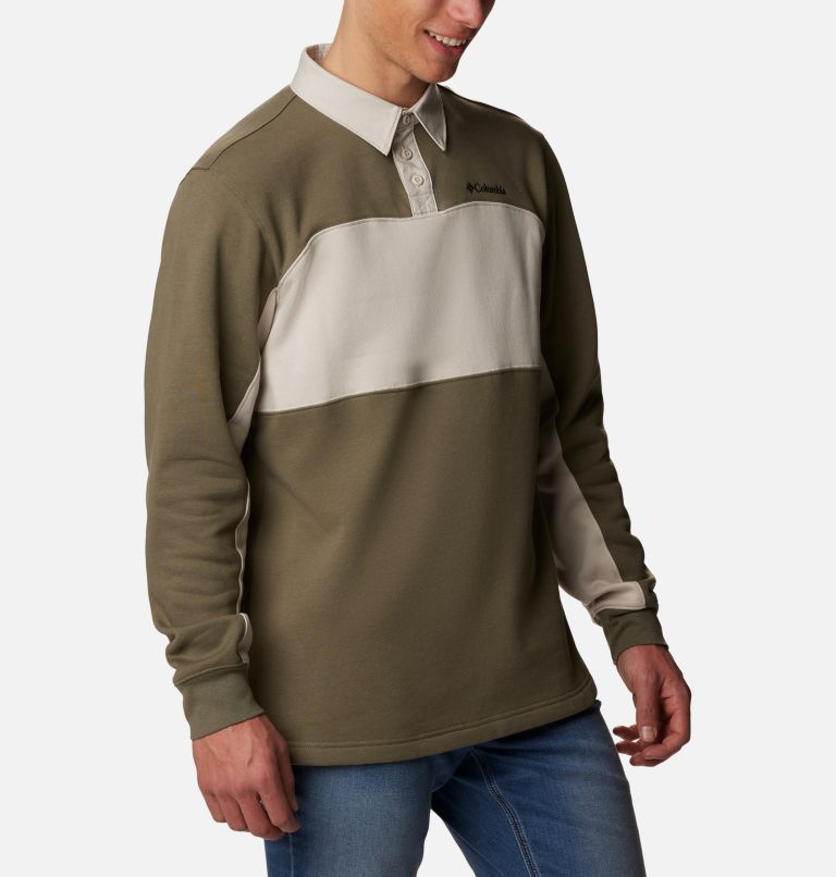 Men's Columbia Trek Long Sleeve Rugby Shirt, Color: Stone Green, Dark Stone, image 5