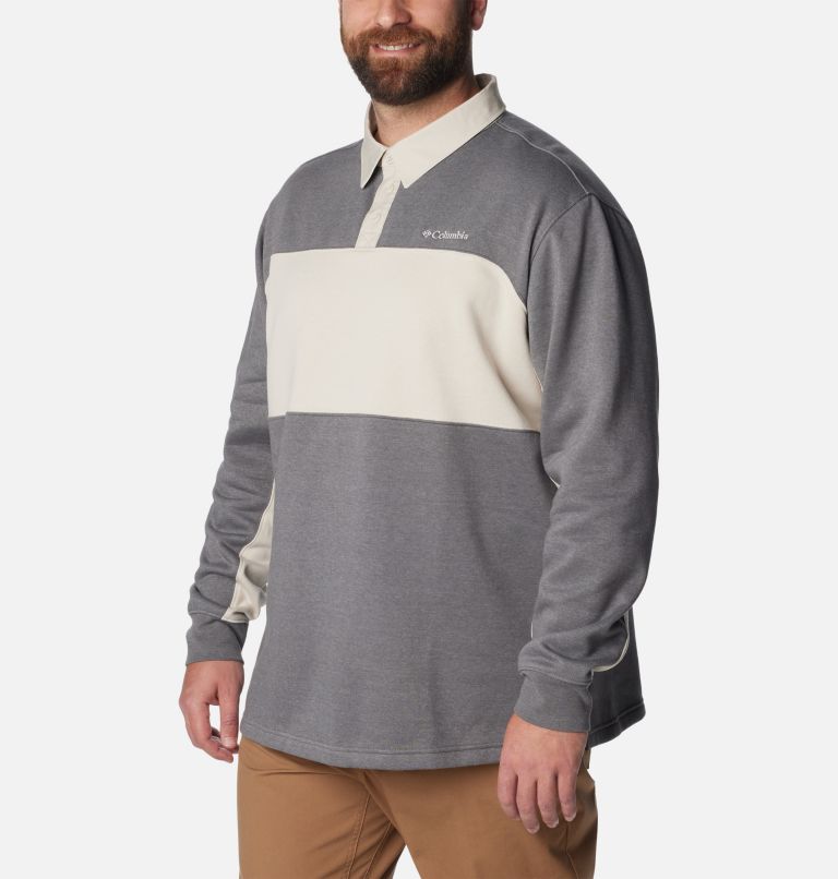 Men's Columbia Trek Long Sleeve Rugby Shirt - Big, Color: City Grey Heather, Dark Stone, image 5