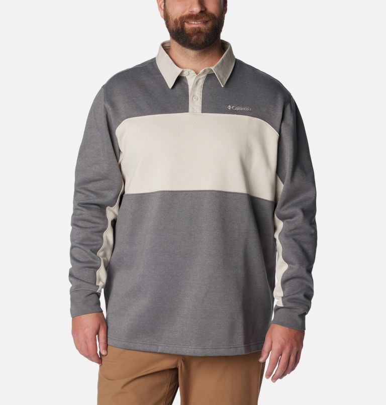 Men's Columbia Trek Long Sleeve Rugby Shirt - Big, Color: City Grey Heather, Dark Stone, image 1