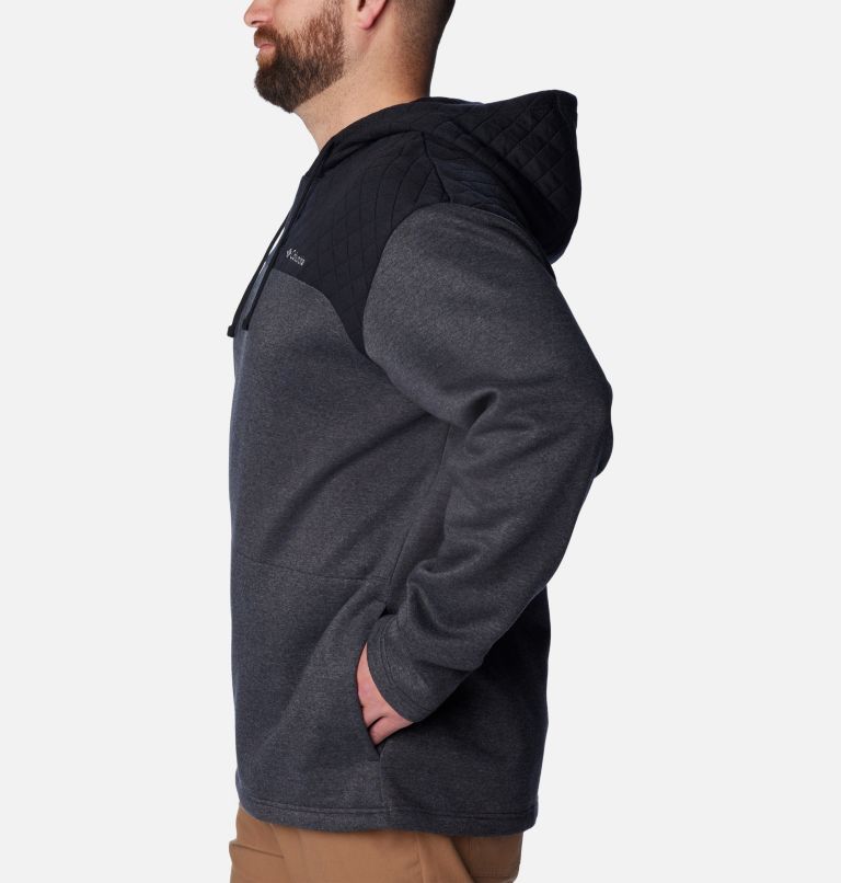 Thumbnail: Men's Hart Mountain Quilted Hoodie - Big, Color: Black Heather, image 3