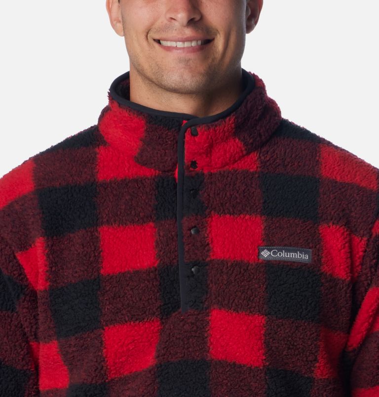Thumbnail: Men's Rugged Ridge II Sherpa Half Snap Pullover, Color: Mountain Red Check, image 4