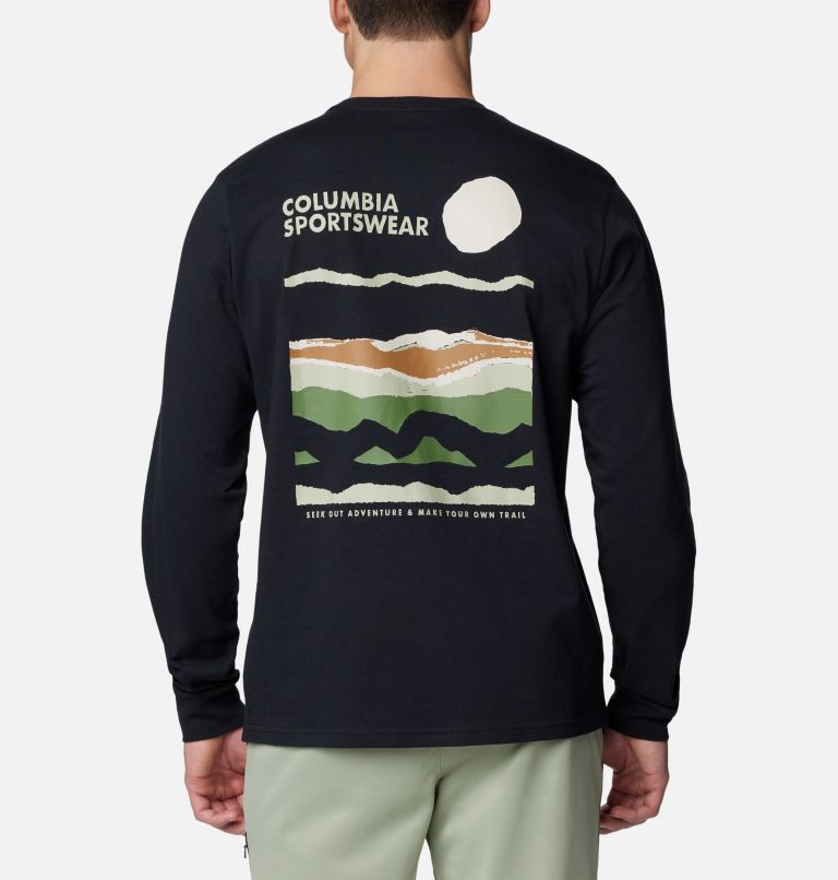 Men's Explorers Canyon Long Sleeve T-Shirt, Color: Black, Torn Sunscape, image 1