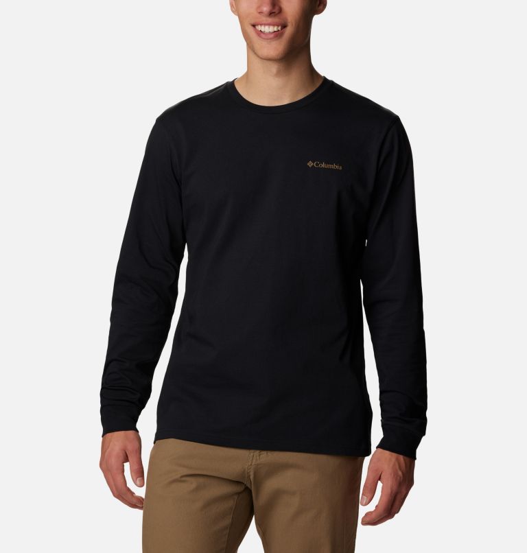 Men's Explorers Canyon Long Sleeve T-Shirt, Color: Black, Outdoor Fun Icons Graphic, image 1