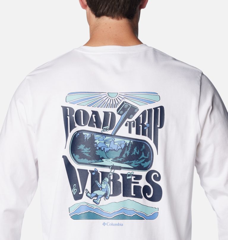 Men's Explorers Canyon Long Sleeve T-Shirt, Color: White, Road Trip Vibes, image 5