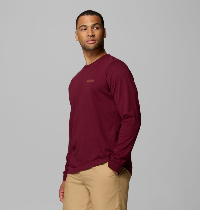 Camiseta de manga larga Explorers Canyon para hombre, Color: Rich Wine, Branded Blanket, image 4