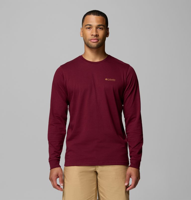 Camiseta de manga larga Explorers Canyon para hombre, Color: Rich Wine, Branded Blanket, image 2