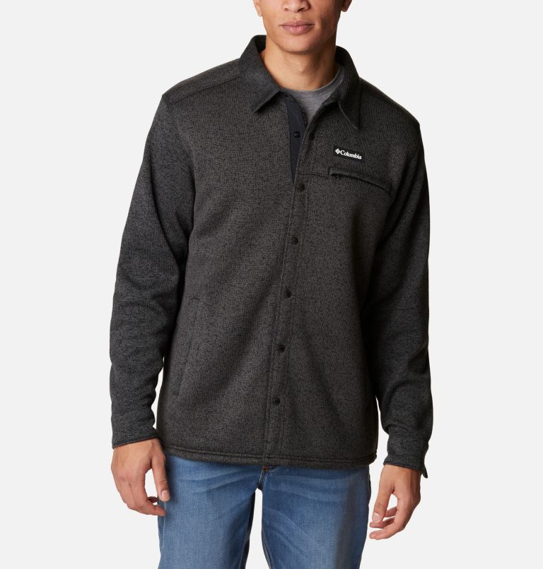Thumbnail: Manteau-chemise à fermeture éclair Sweater Weather pour hommes, Color: Black Heather, image 3