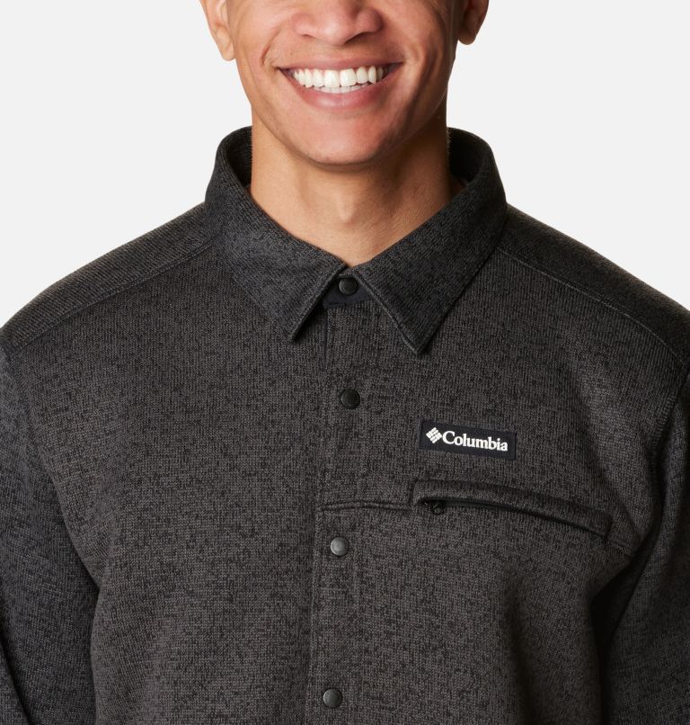 Men's Sweater Weather Shirt Jacket, Color: Black Heather, image 5