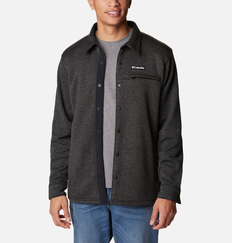 Men's Sweater Weather Shirt Jacket, Color: Black Heather, image 1