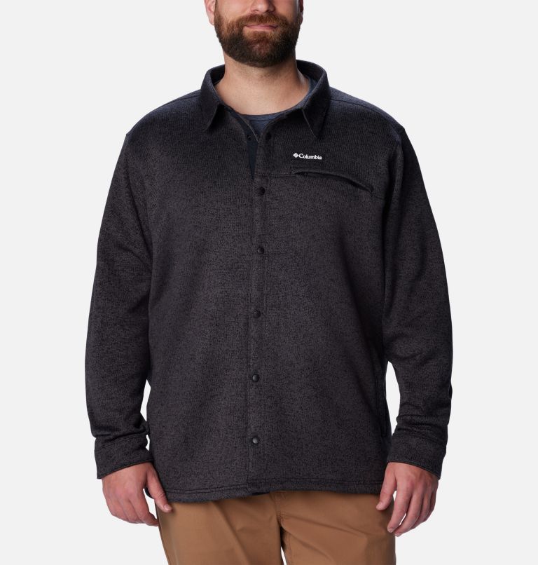 Thumbnail: Men's Sweater Weather Shirt Jacket - Big, Color: Black Heather, image 3