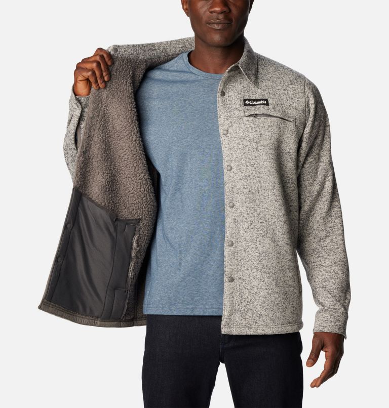 Thumbnail: Men's Sweater Weather Shirt Jacket - Tall, Color: City Grey Heather, image 6