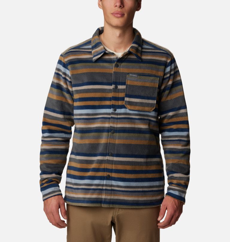 Men's Steens Mountain Printed Shirt Jacket, Color: Shark Surfcrest Stripe Print, image 3