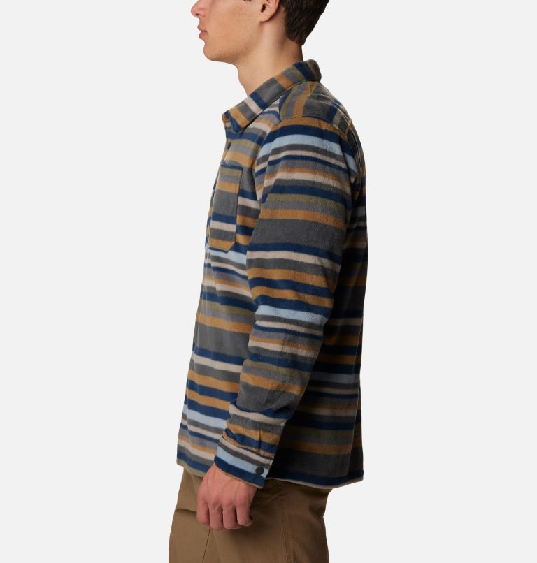 Thumbnail: Men's Steens Mountain Printed Shirt Jacket, Color: Shark Surfcrest Stripe Print, image 4