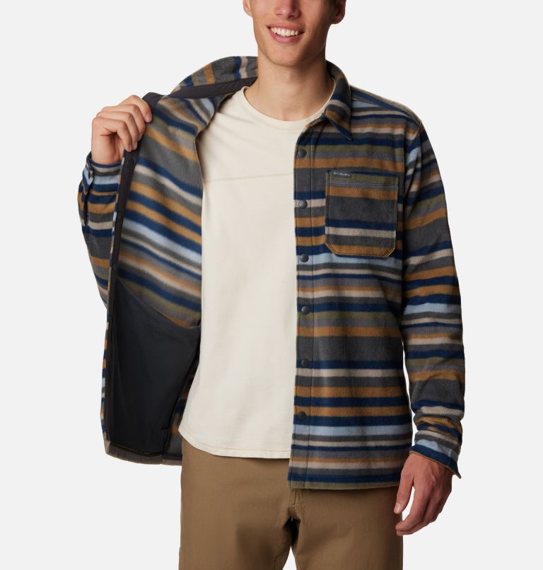 Men's Steens Mountain Printed Shirt Jacket, Color: Shark Surfcrest Stripe Print, image 6