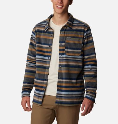 High Pile Fleece Lined Flannel Shirt Jacket with DWR, Men's Shirt Jackets,  Shackets
