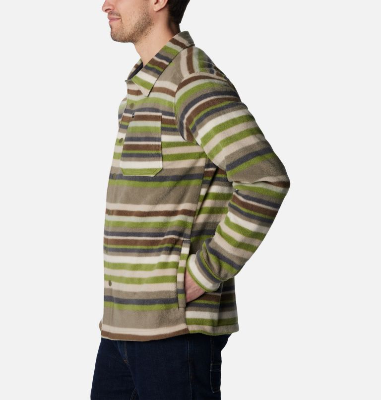 Thumbnail: Men's Steens Mountain Printed Shirt Jacket, Color: Stone Green Surfcrest Stripe Print, image 4