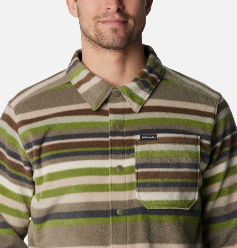 Thumbnail: Men's Steens Mountain Printed Shirt Jacket, Color: Stone Green Surfcrest Stripe Print, image 5