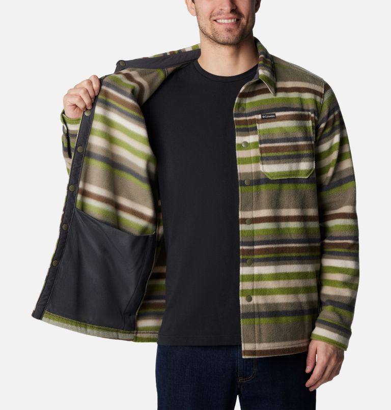 Thumbnail: Men's Steens Mountain Printed Shirt Jacket, Color: Stone Green Surfcrest Stripe Print, image 6