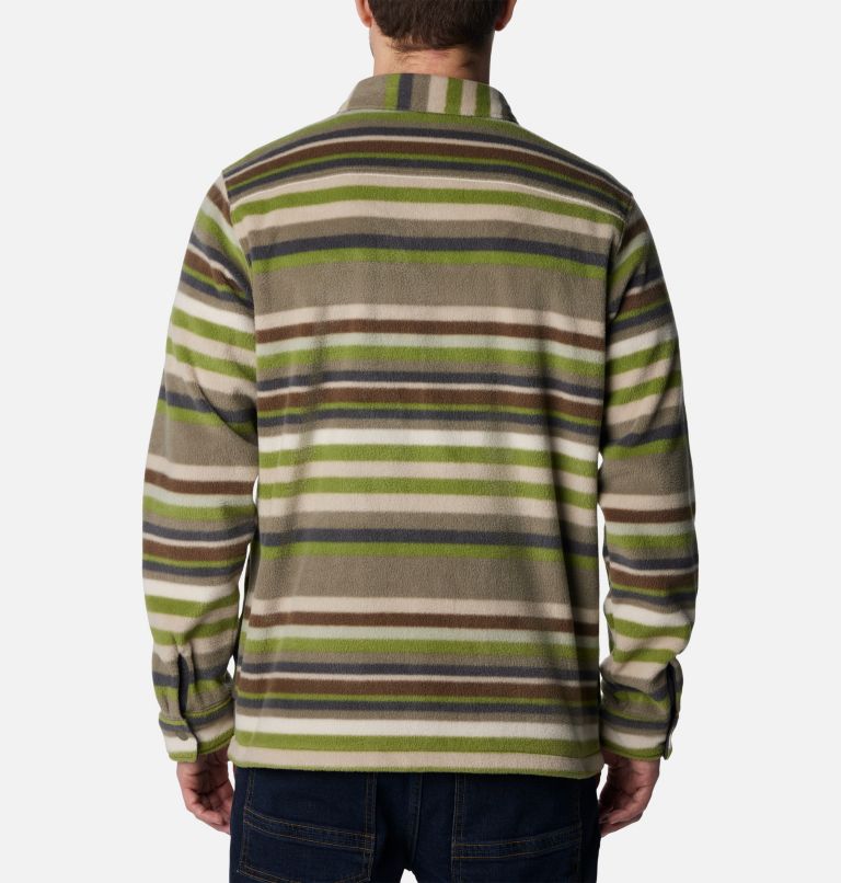 Thumbnail: Men's Steens Mountain Printed Shirt Jacket, Color: Stone Green Surfcrest Stripe Print, image 2