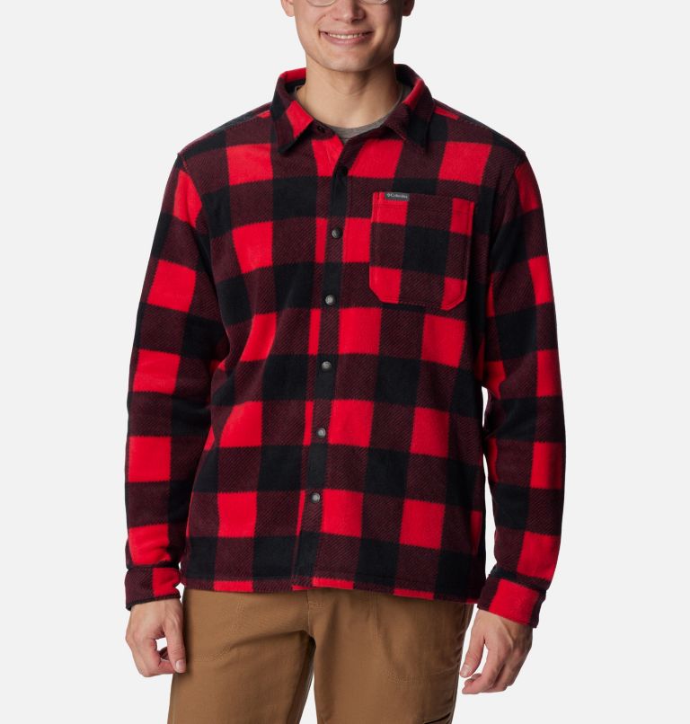 Men's Steens Mountain Printed Shirt Jacket, Color: Mountain Red Check Print, image 3