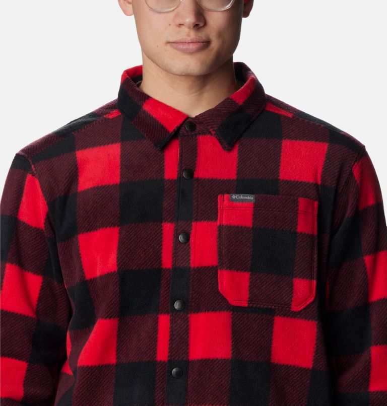 Men's Steens Mountain Printed Shirt Jacket, Color: Mountain Red Check Print, image 5