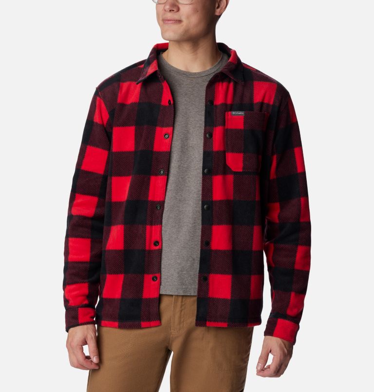 Thumbnail: Men's Steens Mountain Printed Shirt Jacket, Color: Mountain Red Check Print, image 1