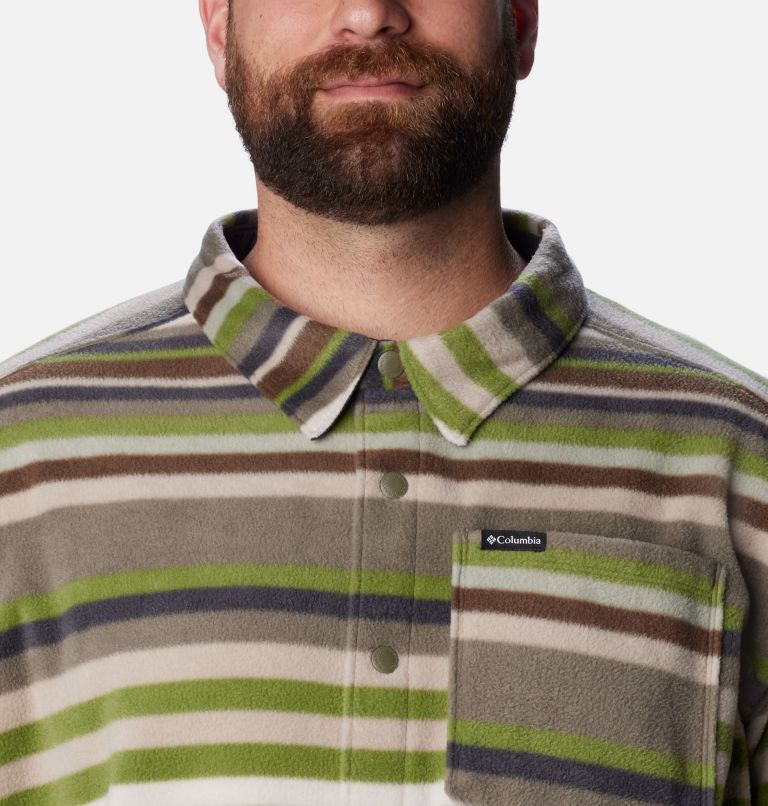 Thumbnail: Men's Steens Mountain Printed Shirt Jacket - Big, Color: Stone Green Surfcrest Stripe Print, image 5