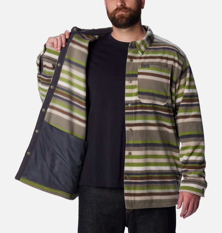 Thumbnail: Men's Steens Mountain Printed Shirt Jacket - Big, Color: Stone Green Surfcrest Stripe Print, image 6