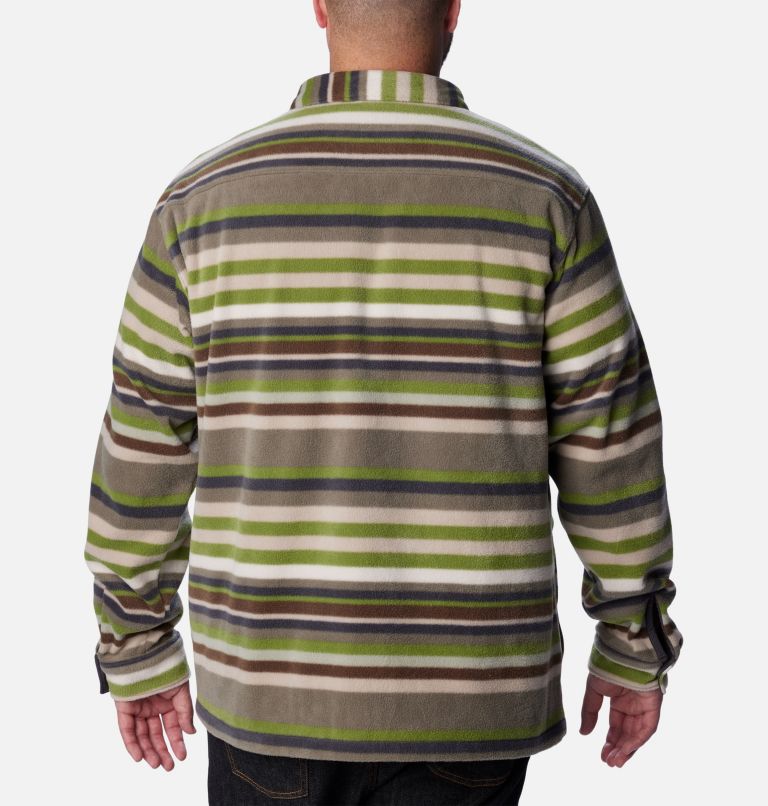 Thumbnail: Men's Steens Mountain Printed Shirt Jacket - Big, Color: Stone Green Surfcrest Stripe Print, image 2