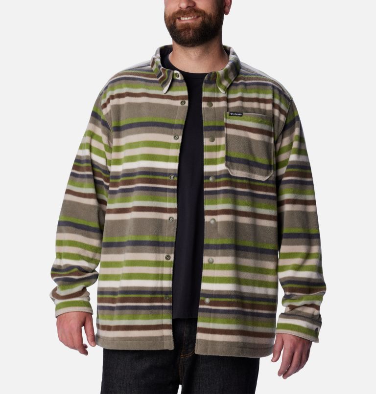 Men's Steens Mountain Printed Shirt Jacket - Big, Color: Stone Green Surfcrest Stripe Print, image 1