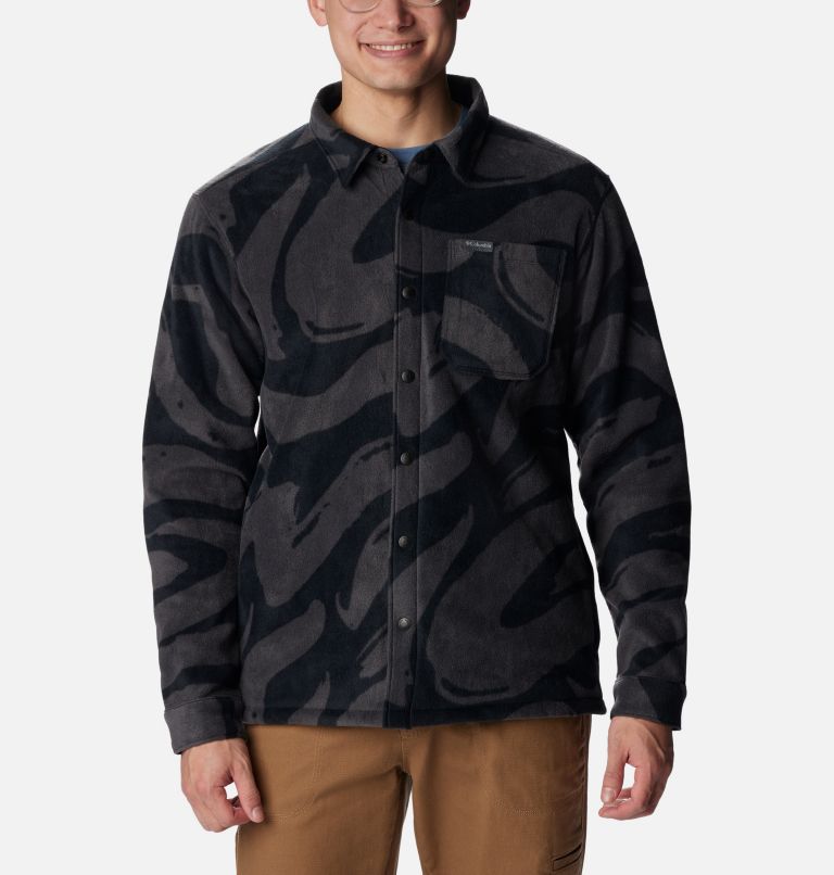 Thumbnail: Men's Steens Mountain Printed Shirt Jacket - Tall, Color: Black Snowdrifts Print, image 3