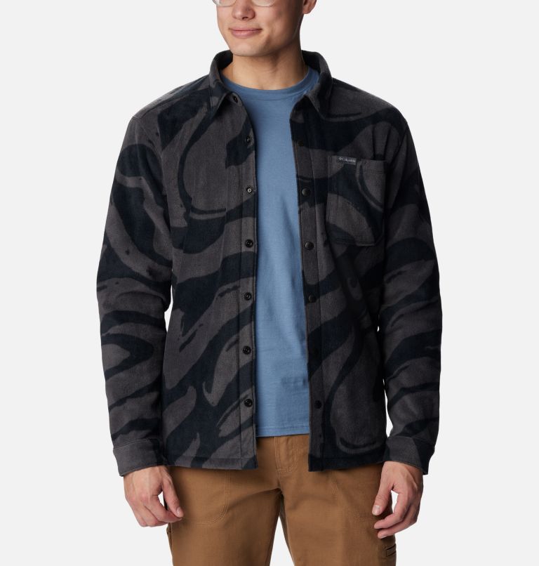 Thumbnail: Men's Steens Mountain Printed Shirt Jacket - Tall, Color: Black Snowdrifts Print, image 1