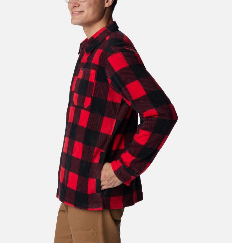 Thumbnail: Men's Steens Mountain Printed Shirt Jacket - Tall, Color: Mountain Red Check Print, image 4