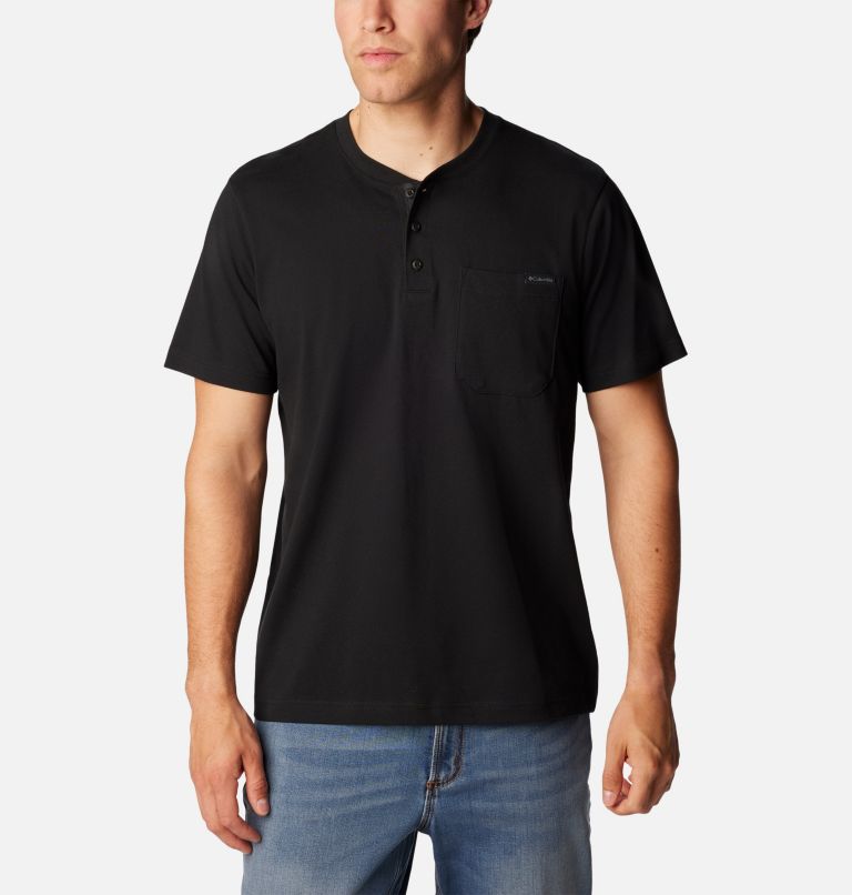 Men's Landroamer Short Sleeve Henley, Color: Black, image 1