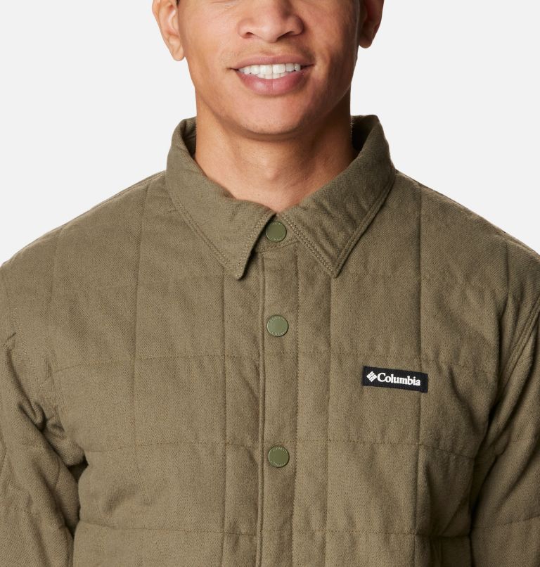 Thumbnail: Men's Landroamer Quilted Shirt Jacket, Color: Stone Green, image 5