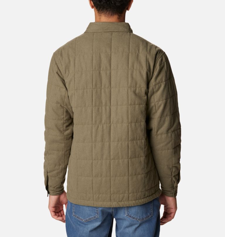 Thumbnail: Men's Landroamer Quilted Shirt Jacket, Color: Stone Green, image 2