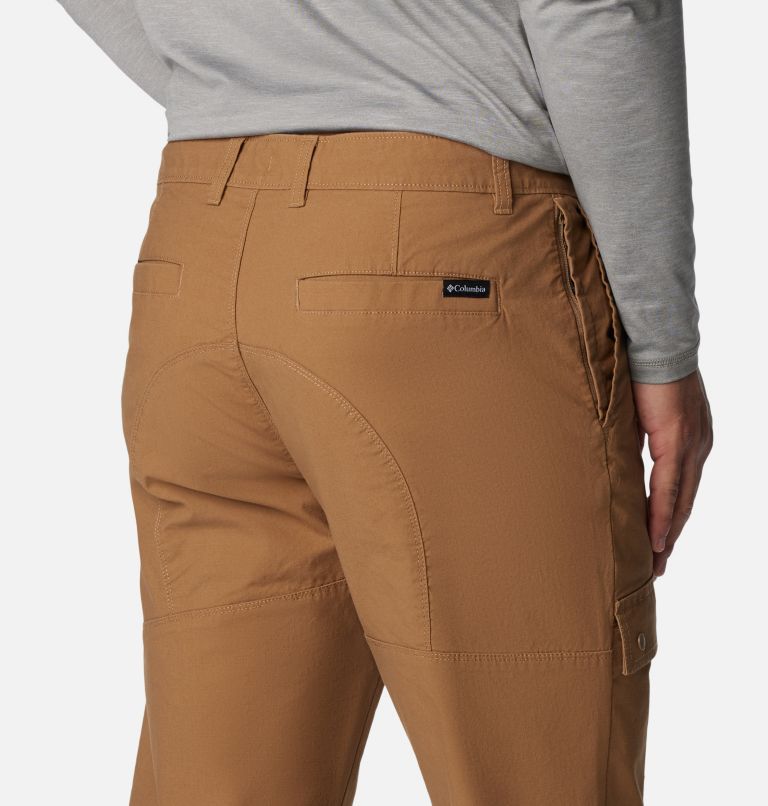 Mens Columbia tan beige flat front cargo hiking outdoor fishing pants 36