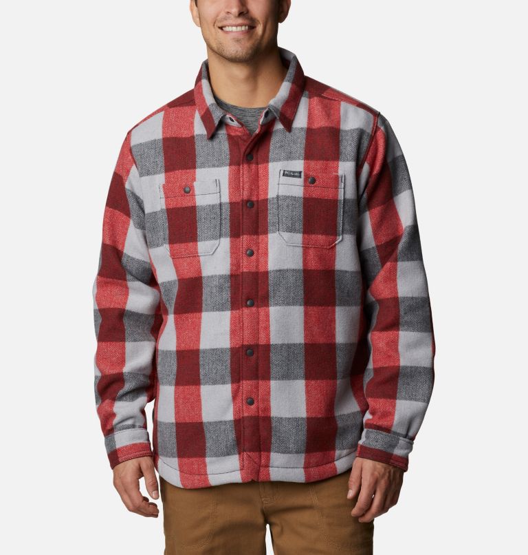 Men's Windward II Shirt Jacket, Color: Mountain Red Dimensional Buffalo, image 3