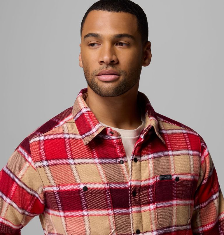 Men's Windward II Shirt Jacket, Color: Rich Wine Trapper Windowpane, image 7
