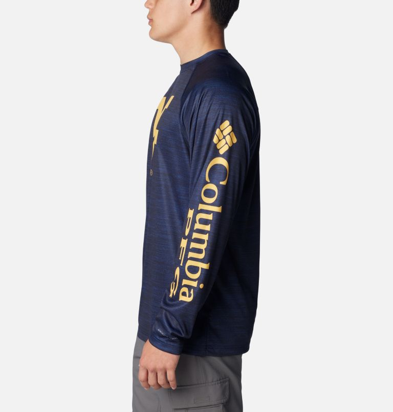 Men's Collegiate PFG Terminal Tackle Heather Long Sleeve Shirt - West Virginia, Color: WV - Collegiate Navy Heather, image 3