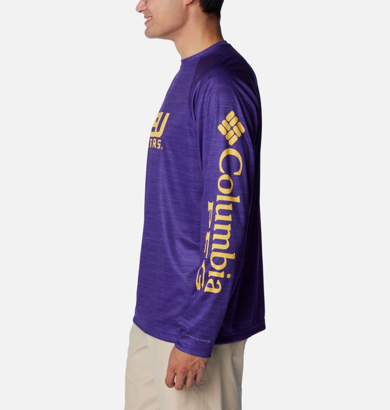 Men's Collegiate PFG Terminal Tackle Heather Long Sleeve Shirt - LSU, Color: LSU - Vivid Purple Heather, image 3