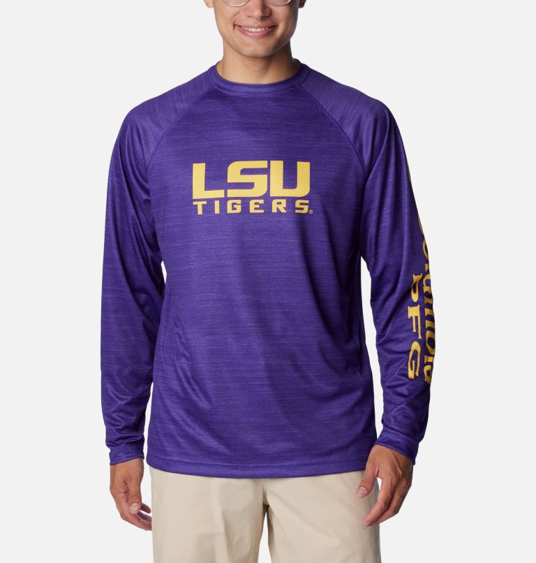 COLUMBIA Men'S Purple Lsu Tigers Terminal Tackle Omni-Shade Long Sleeve T-Shirt